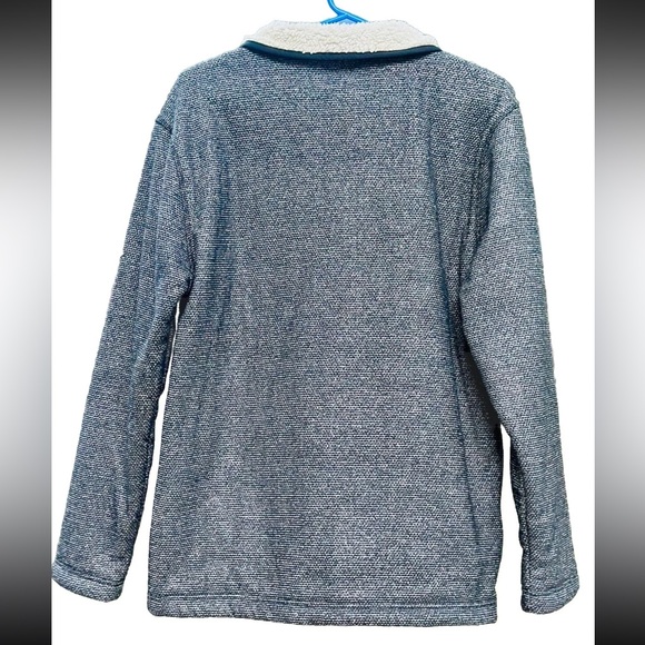 ORVIS Grayish Black Tweed Half Zip Pullover With Sherpa Fleece Lining Men’s Med - Picture 5 of 11